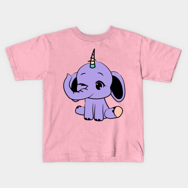 Elephanticorn, the combination of an adorable baby elephant and a unicorn Kids T-Shirt by All About Nerds